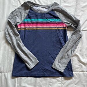 Arizona Jean Co. Girls' Navy Stripe Raglan Long-Sleeve Top - Multi